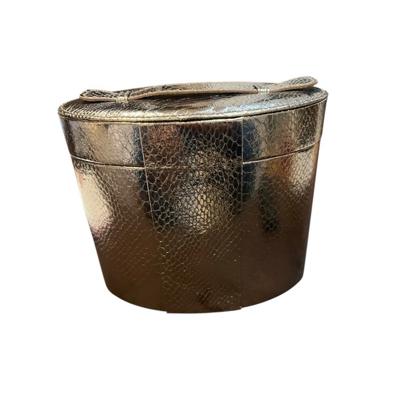 Jimmy Choo Metallic Bronze Snakeskin Cosmetics Vanity Case Lined and Felt Bottom - Picture 2 of 5